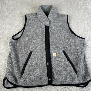 Carhartt Sherpa Fleec Vest Youth XXL 20 Relaxed Fit Heather Gray Black OV4995-W